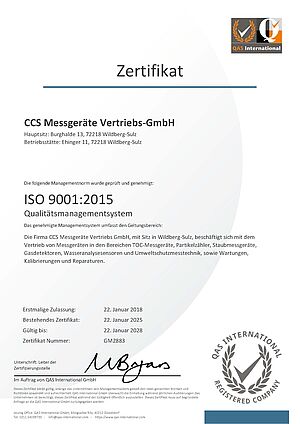 CCS ISO 9001 Zertifikat deutsch